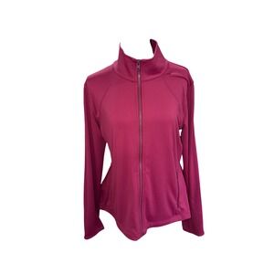 Isabella Active Wear Ruffle Back Peplum Jacket Pink Amore  Full Zip Large NWT